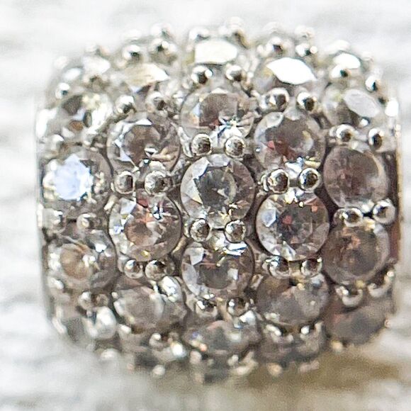 Sterling Silver & CZ Studded Charm Bead - For Chamilia Bracelet - Estate Jewelry - Picture 3 of 7